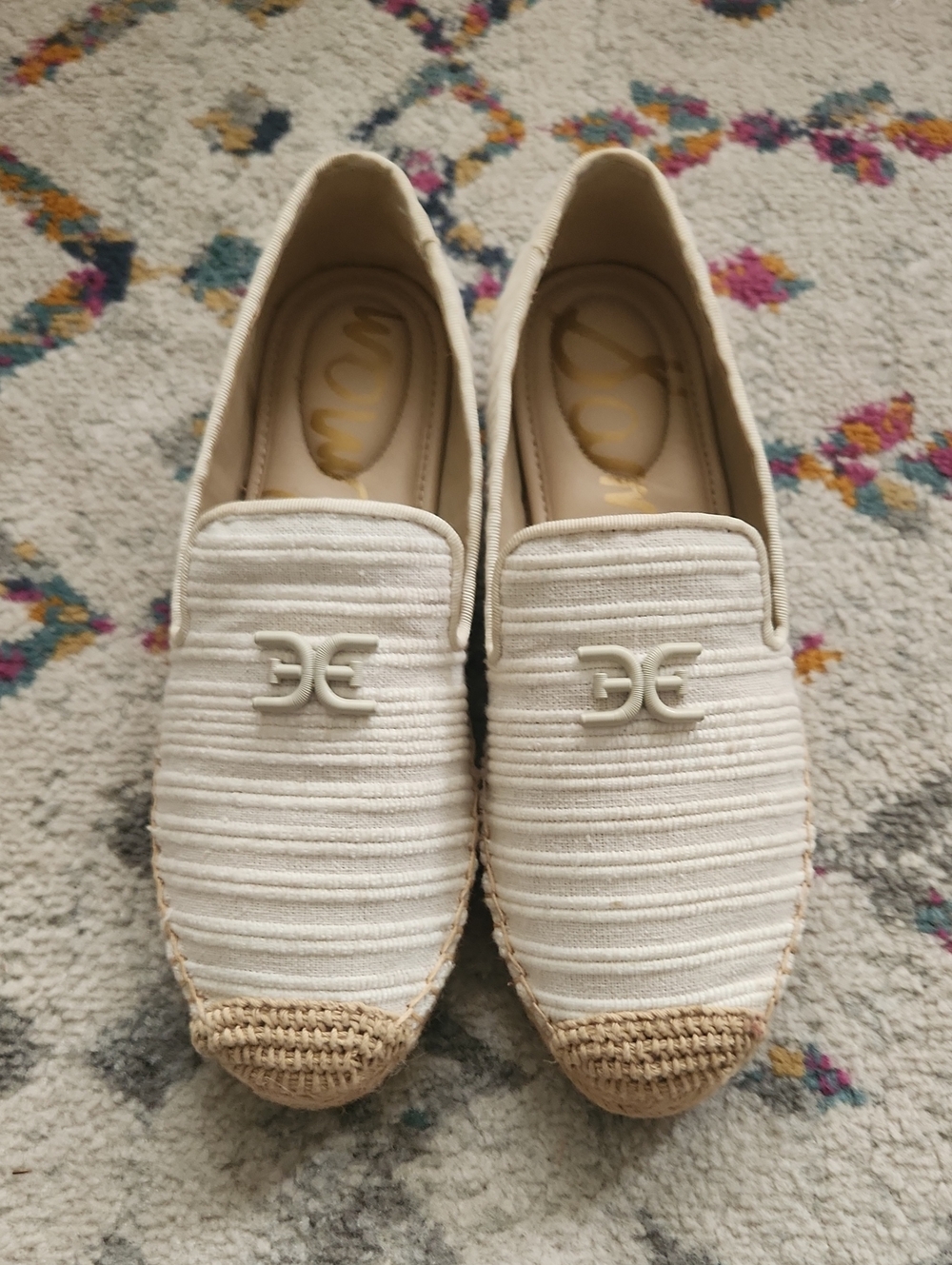 Sam Edelman Off-White Espadrille Slip-On Flats